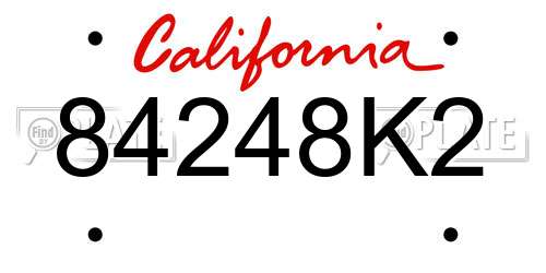 84248K2 California License Plate
