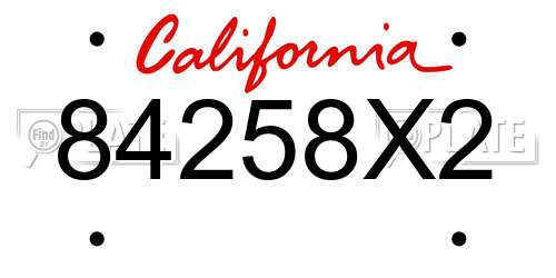 84258X2 California License Plate
