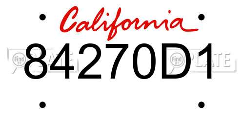 84270D1 California License Plate