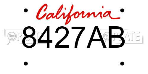 8427AB California License Plate