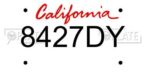8427DY California License Plate