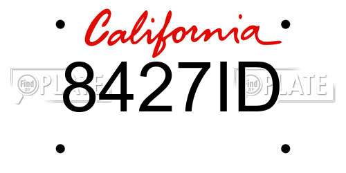 8427ID California License Plate