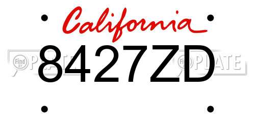 8427ZD California License Plate