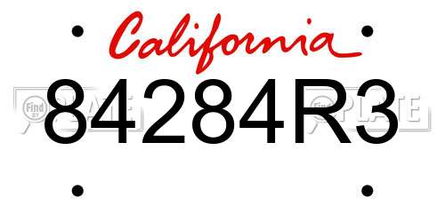 84284R3 California License Plate
