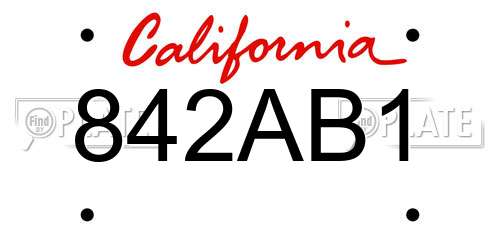 842AB1 California License Plate