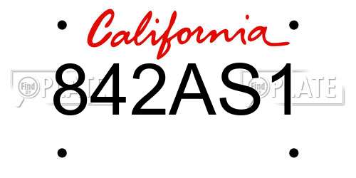 842AS1 California License Plate
