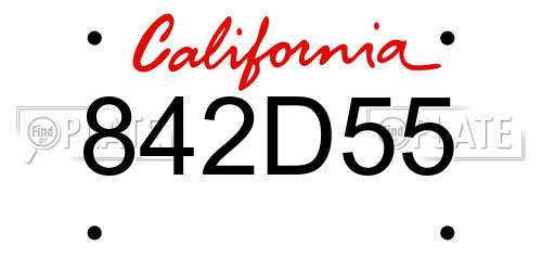 842D55 California License Plate