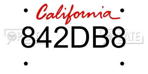 842DB8 California License Plate