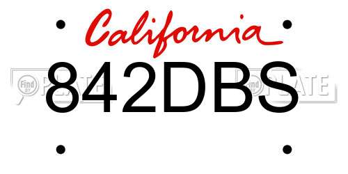 842DBS California License Plate