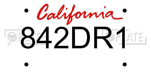 842DR1 California License Plate