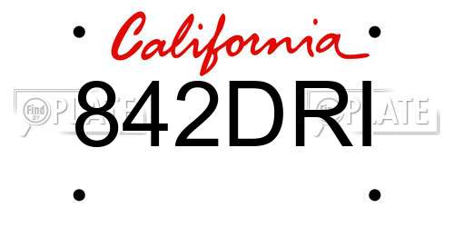 842DRI California License Plate