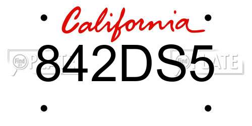 842DS5 California License Plate