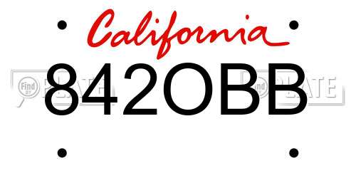 842OBB California License Plate