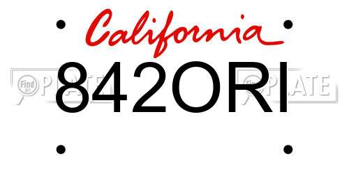 842ORI California License Plate