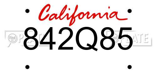 842Q85 California License Plate