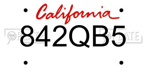 842QB5 California License Plate