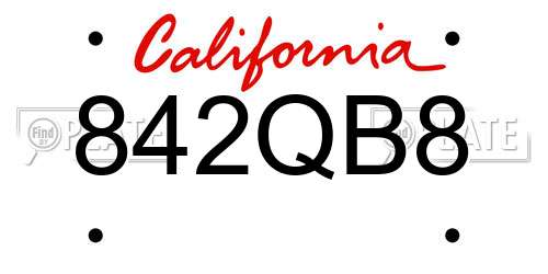 842QB8 California License Plate