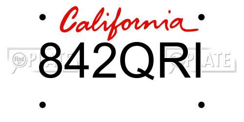 842QRI California License Plate