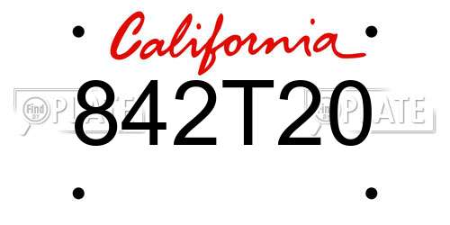 842T20 California License Plate
