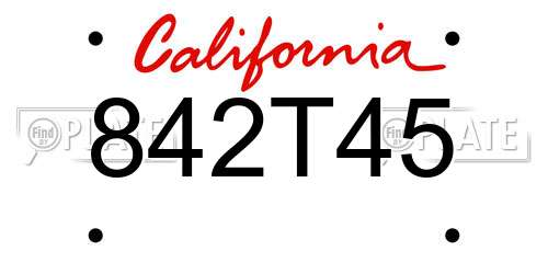 842T45 California License Plate