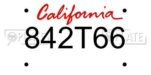 842T66 California License Plate