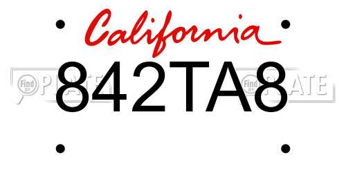 842TA8 California License Plate
