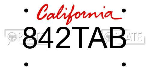 842TAB California License Plate
