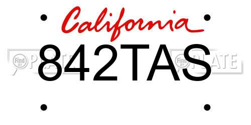 842TAS California License Plate
