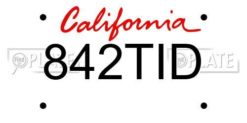 842TID California License Plate