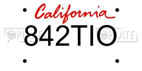 842TIO California License Plate