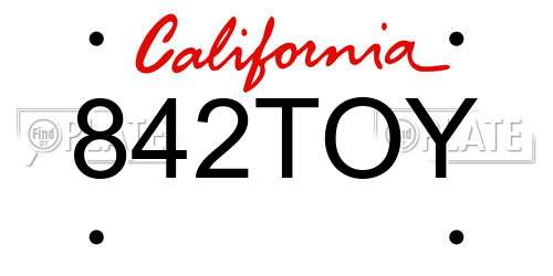 842TOY California License Plate