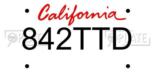 842TTD California License Plate