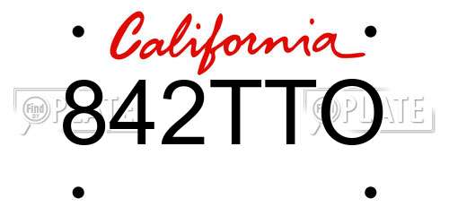 842TTO California License Plate