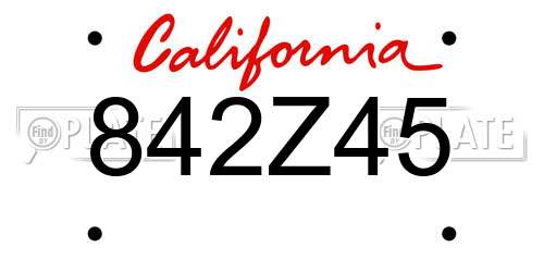842Z45 California License Plate