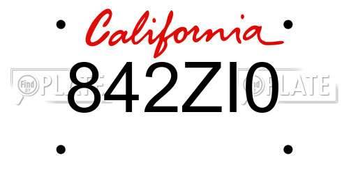 842ZI0 California License Plate