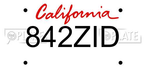 842ZID California License Plate