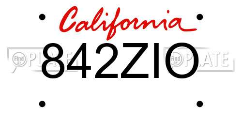 842ZIO California License Plate