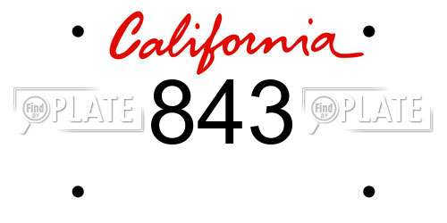 843 California License Plate