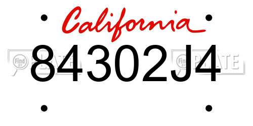 84302J4 California License Plate