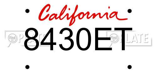 8430ET California License Plate