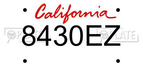 8430EZ California License Plate