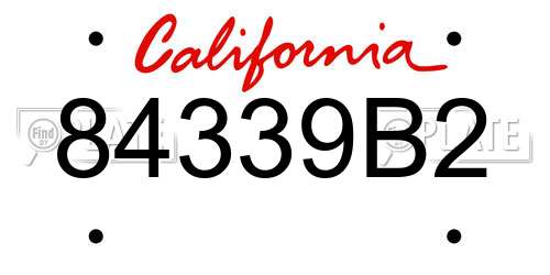 84339B2 California License Plate