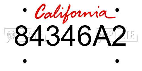 84346A2 California License Plate