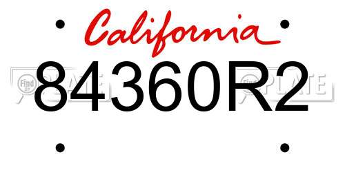 84360R2 California License Plate