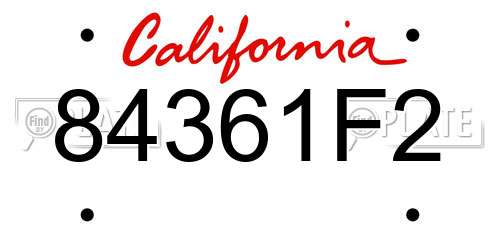 84361F2 California License Plate