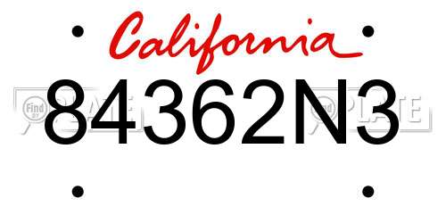 84362N3 California License Plate
