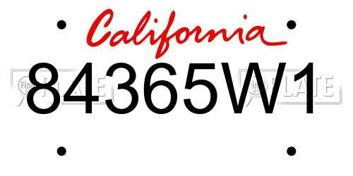 84365W1 California License Plate