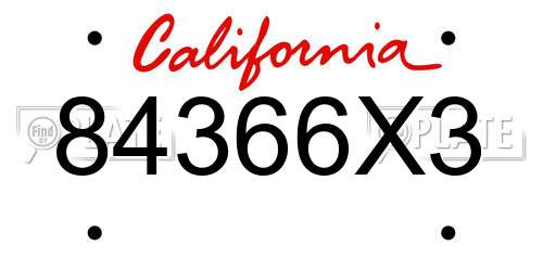 84366X3 California License Plate