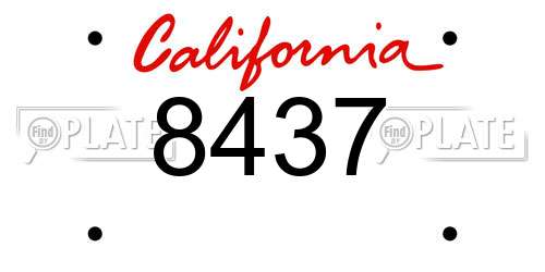 8437 California License Plate