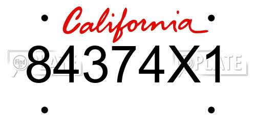 84374X1 California License Plate